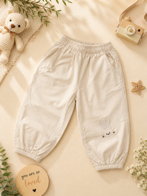 Beige Jogger Pants for Kids | Soft Everyday Comfort